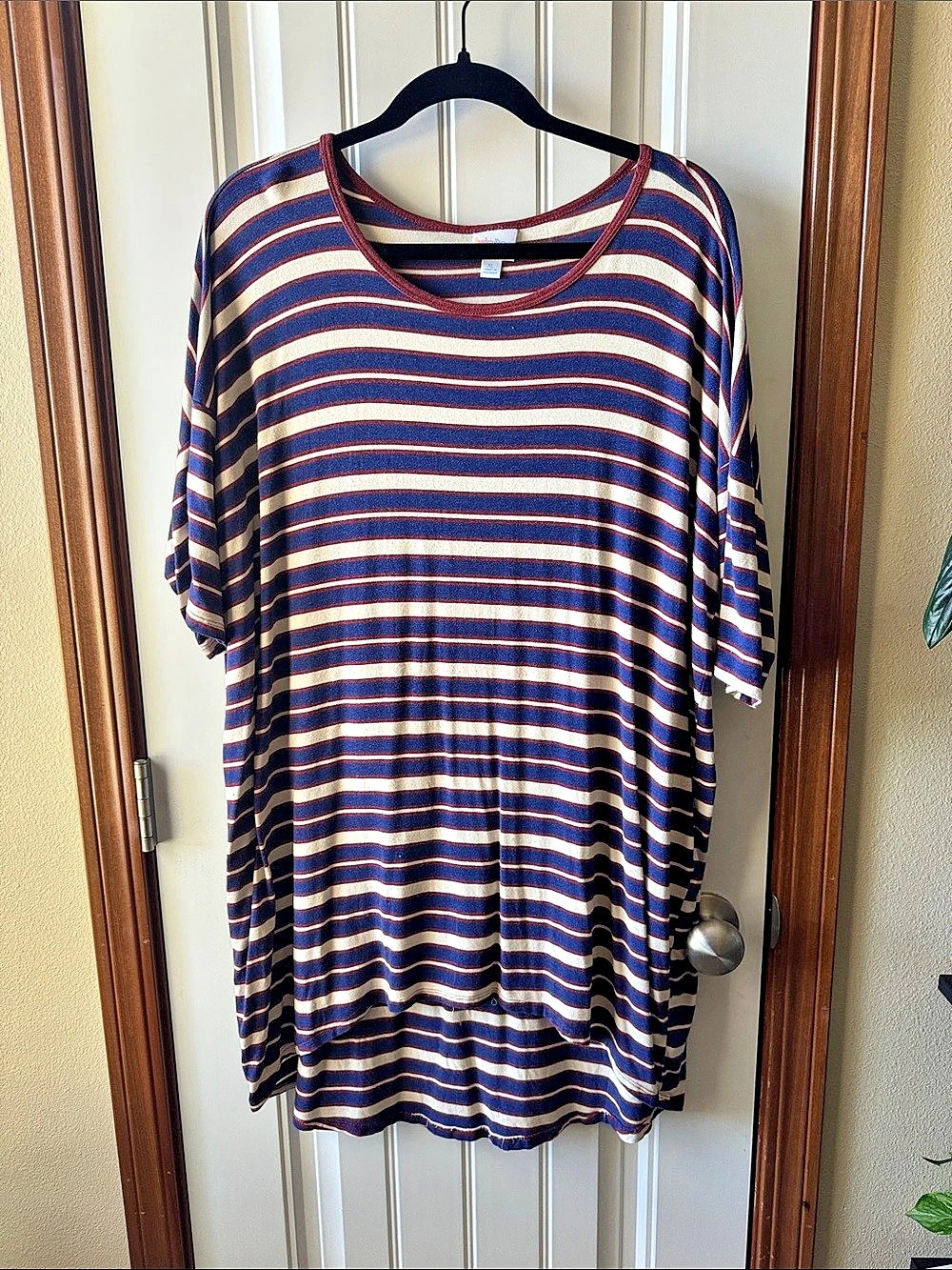 LuLaRoe Classic T Striped Tunic Blue & Red Size XL